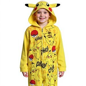 POKÉMON Pikachu Costume Pajama Suit Youth 14/16 Hooded Zip Up Halloween Sleeper